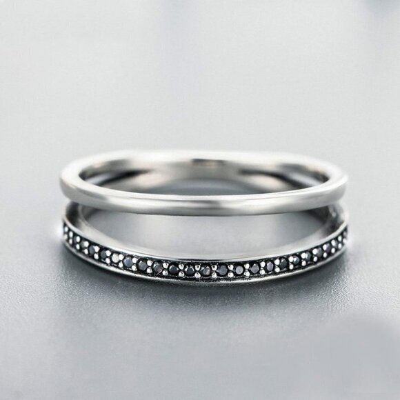 🎁 Full CZ Micro Pave Double Layer Basic Style Rings For Woman, HA4189-6 - Picture 3 of 3